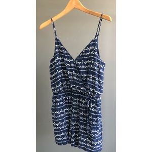 Blue & White Printed Romper
